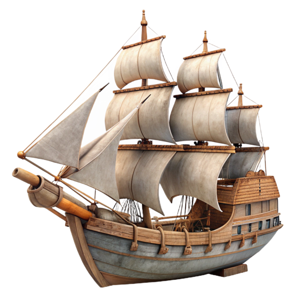wonderful traditional Old Sailing Ship Full Sail Cutout authentic png