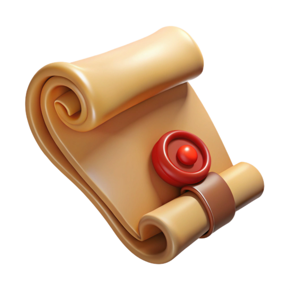 impressive artistic Old Scroll with Wax Seal Cutout premium png