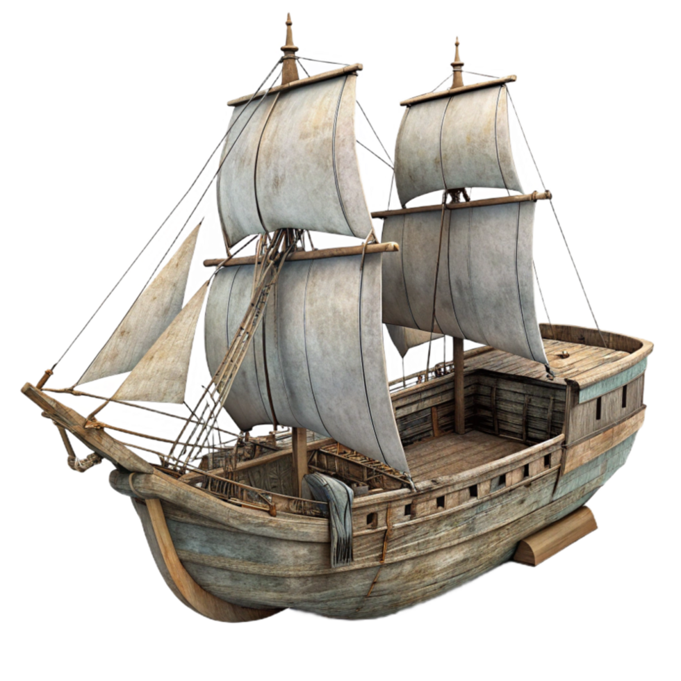 dramatic modern Old Sailing Ship Side View Isolated professional png