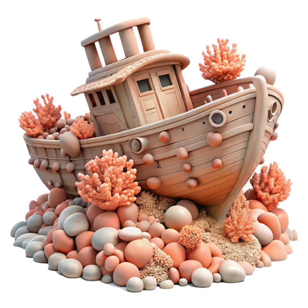 magnificent traditional Old Shipwreck Covered in Coral Element authentic png