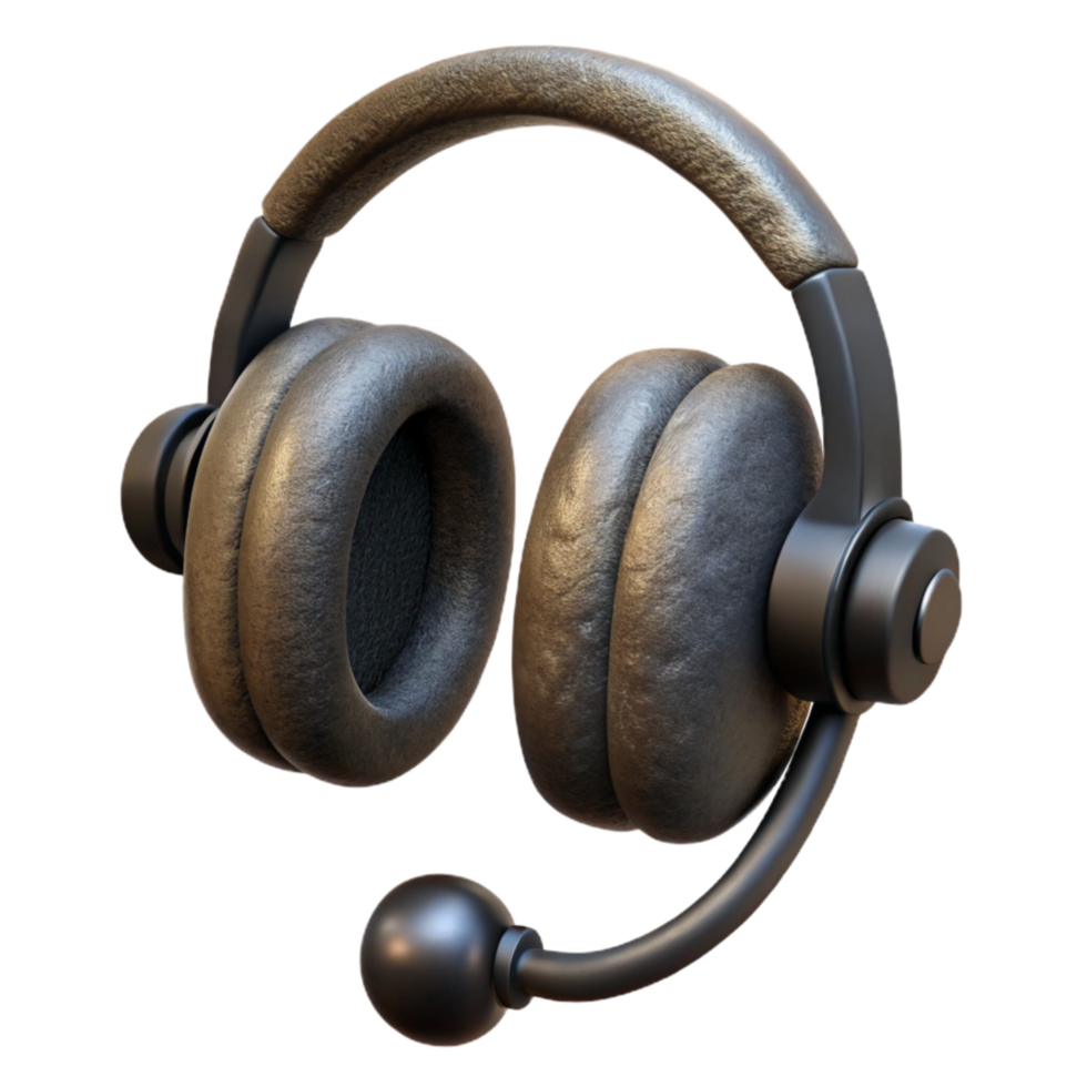 vibrant artistic Old Telephone Operator Headset Black Color detailed png