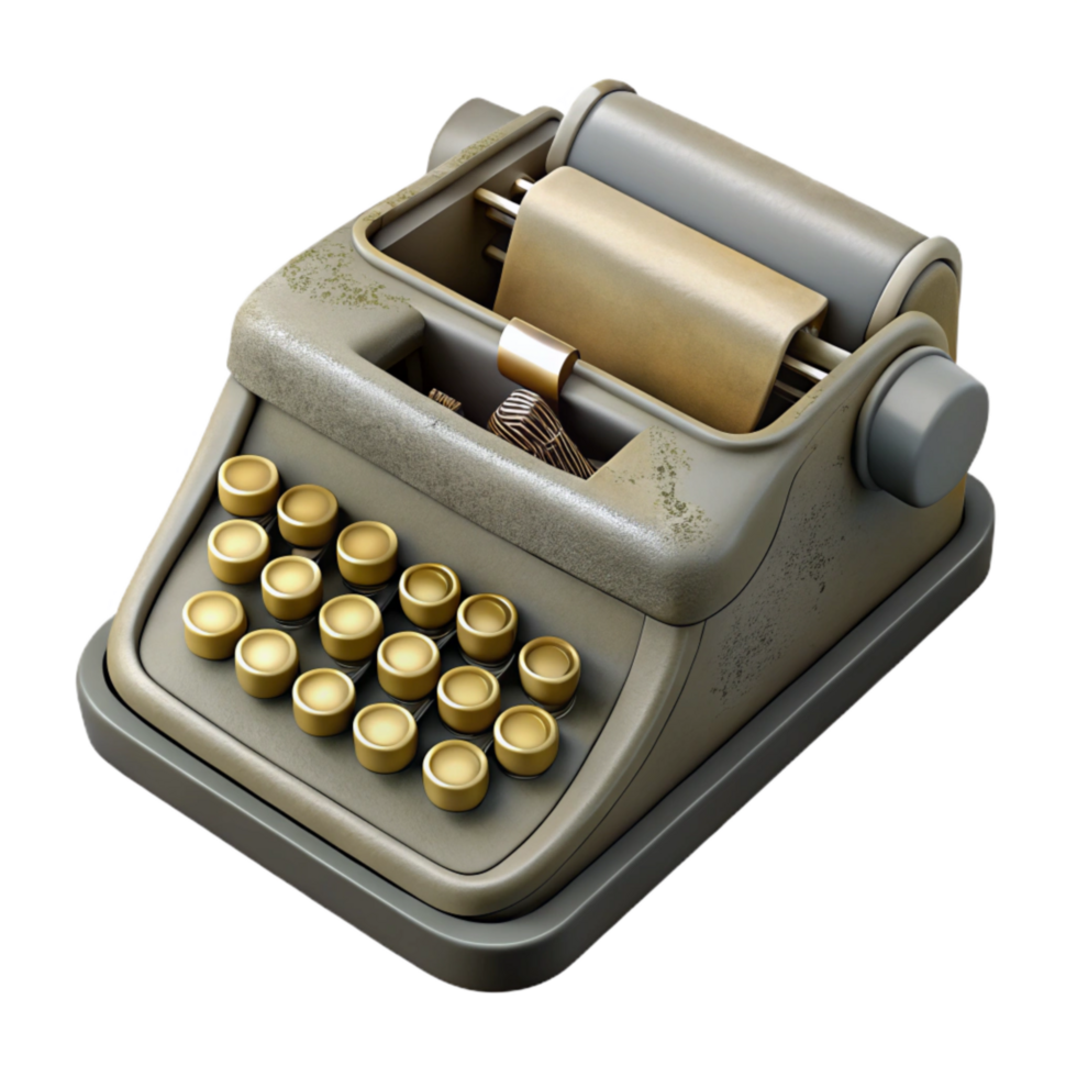 beautiful abstract Old Typewriter Keys Top View Cutout premium png