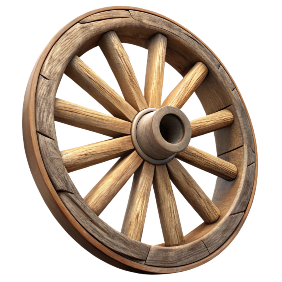 magnificent minimalist Old Wagon Wheel Wooden Spokes Isolated premium png