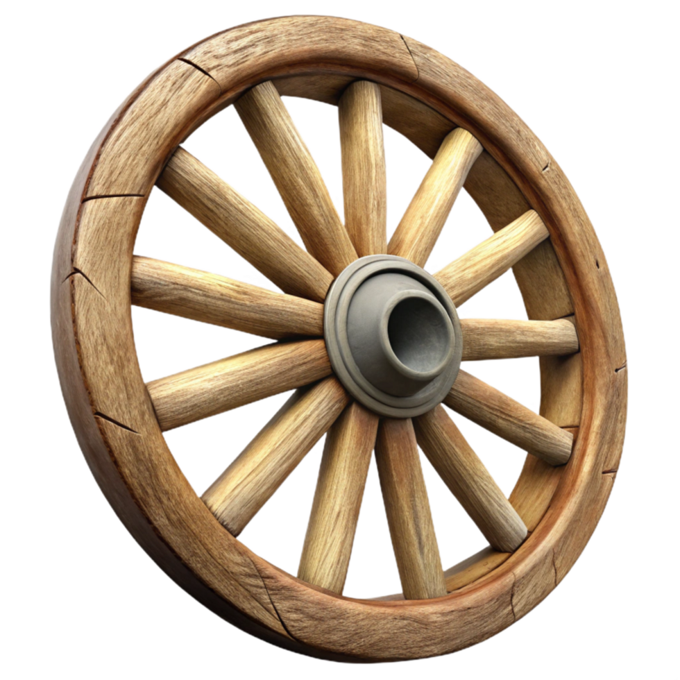 magnificent modern Old Wagon Wheel Wooden Spokes Isolated authentic png
