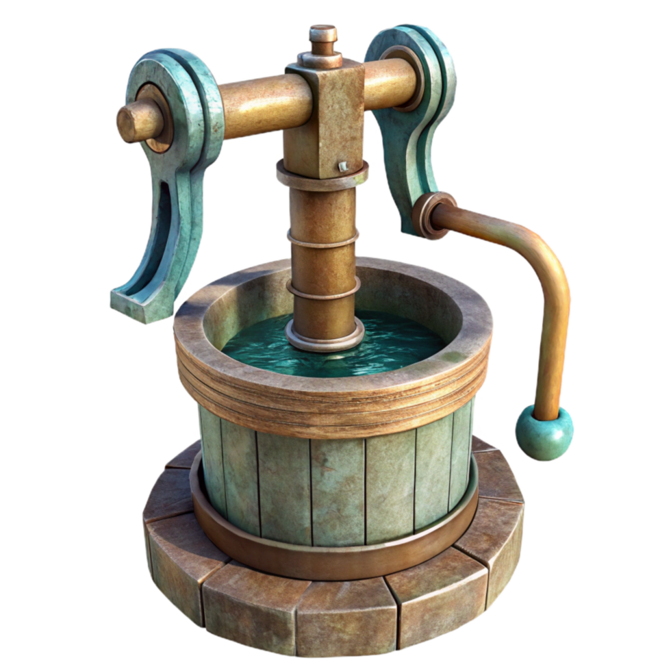 dramatic minimalist Old Water Pump Rustic Design Cutout professional png
