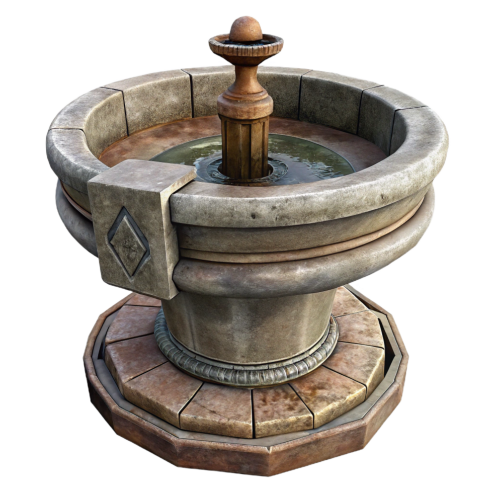 vibrant classic Old Water Fountain Cutout with Stone Basin professional png