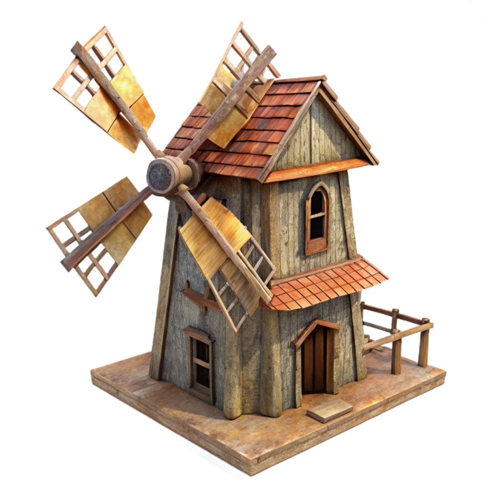 extraordinary vintage Old Windmill Rustic Style Isolated png