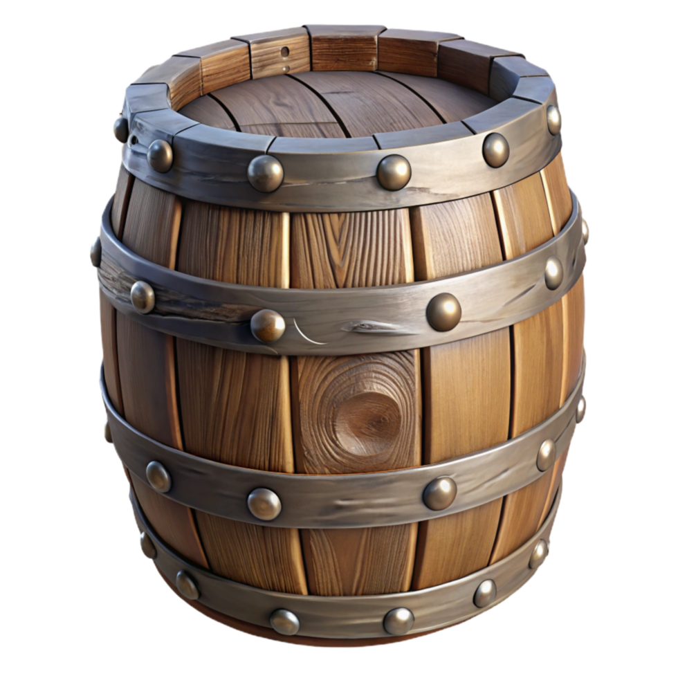 stunning creative Old Wooden Barrel Metal Hoops Element premium png