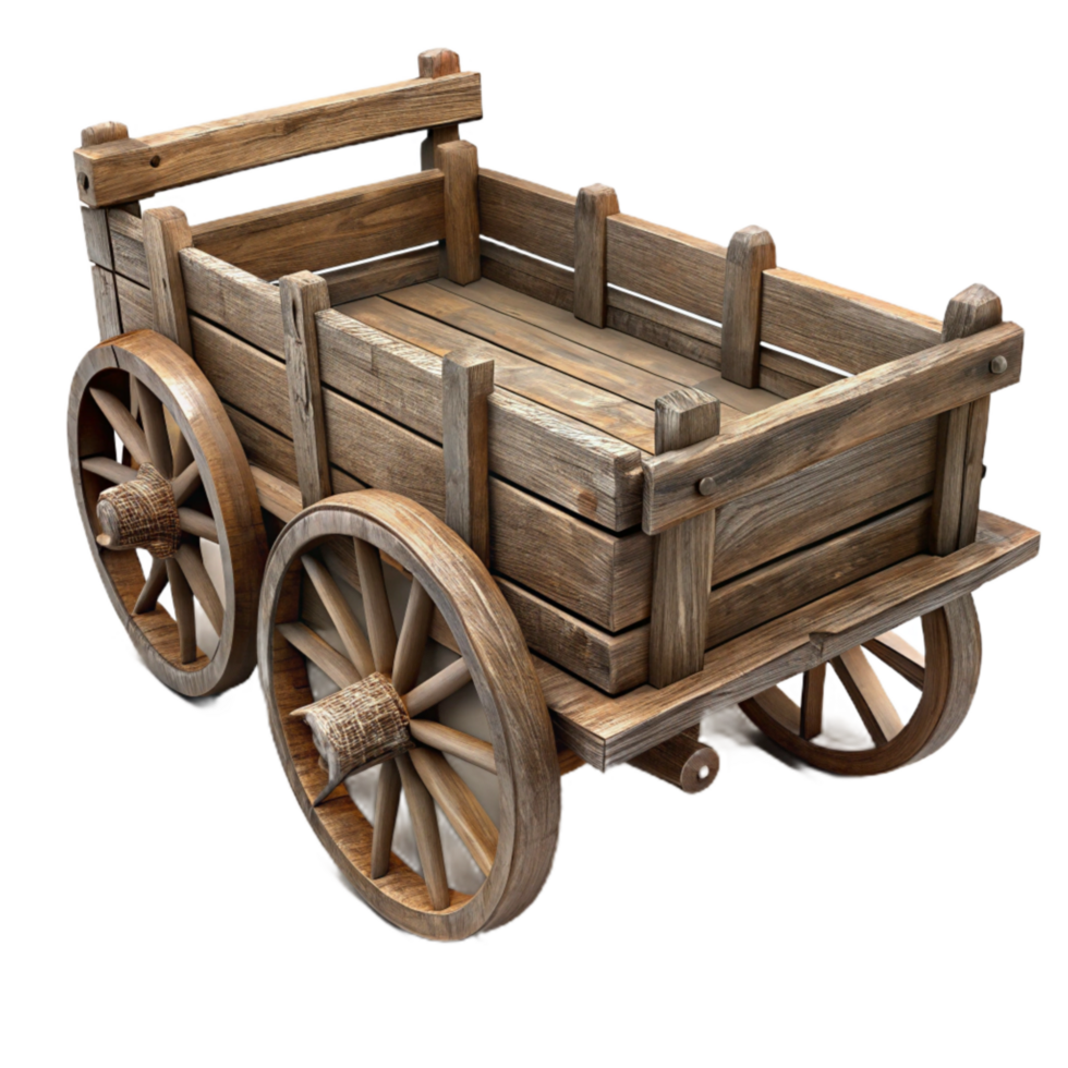 wonderful minimalist Old Wooden Cart Rustic Design Cutout premium png