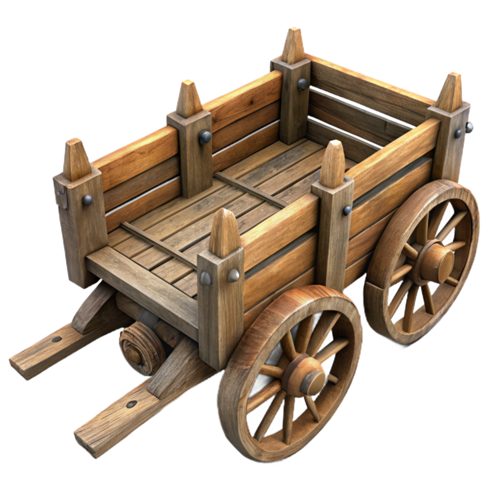 beautiful modern Old Wooden Cart Rustic Design Cutout professional png