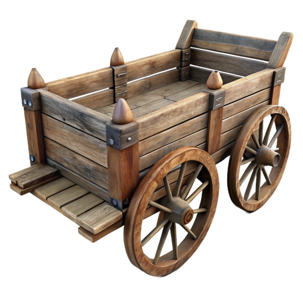 wonderful minimalist Old Wooden Cart Rustic Design Cutout authentic png