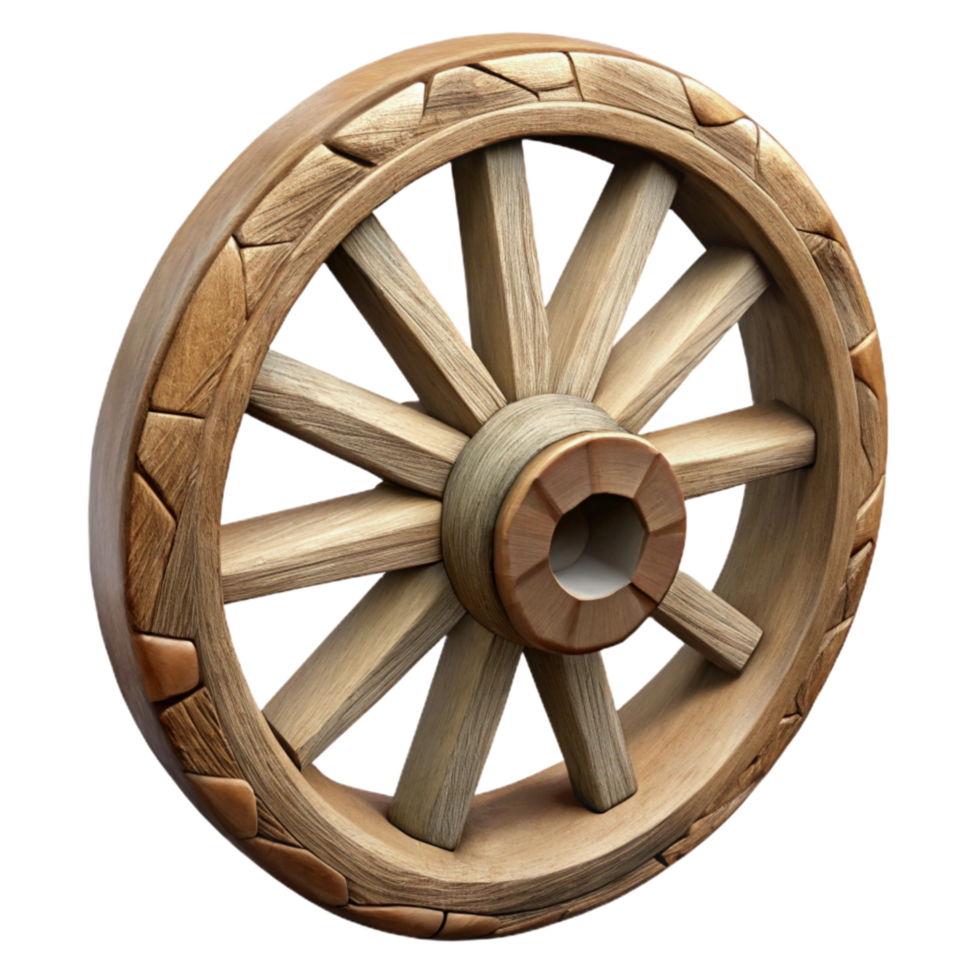 magnificent artistic Old Wooden Cart Wheel Isolated professional png