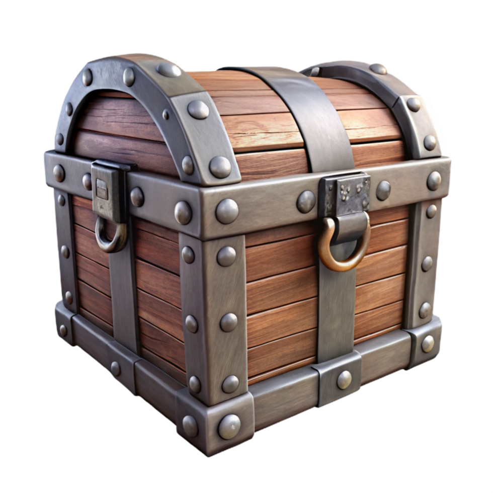 serene vintage Old Wooden Chest Metal Clasps Isolated professional png