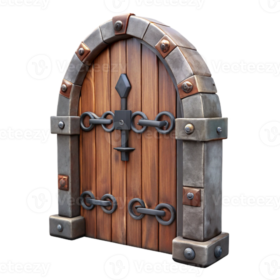 wonderful artistic Old Wooden Door Iron Hinges Cutout detailed png