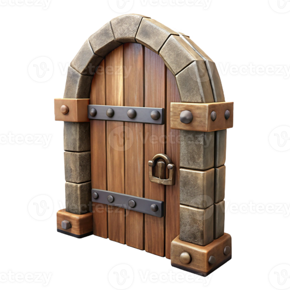 vibrant vintage Old Wooden Door Iron Hinges Cutout png
