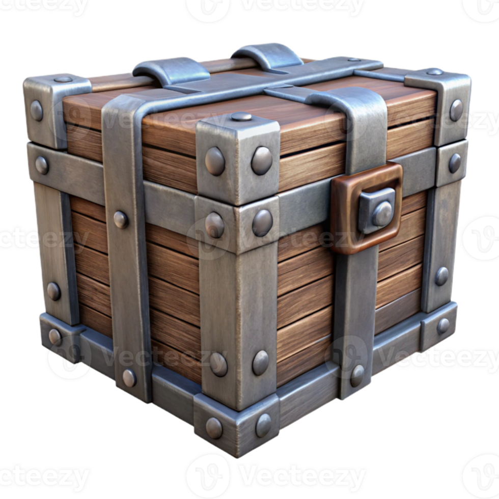 stunning artistic Old Wooden Crate with Travel Stickers Transparent Background high quality png