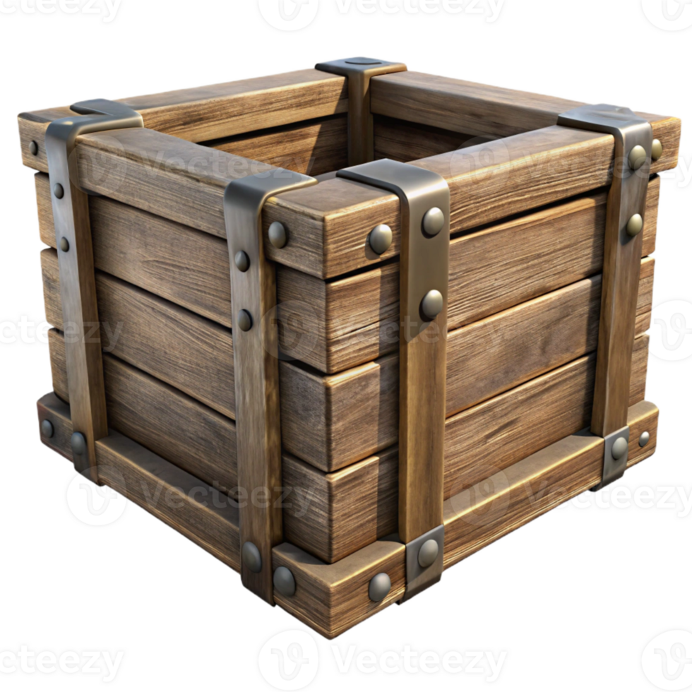 magnificent minimalist Old Wooden Crate Side View high resolution png