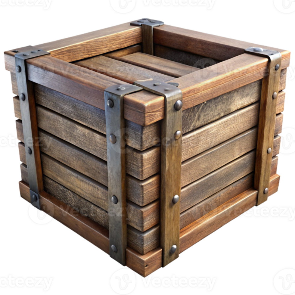 beautiful modern Old Wooden Crate Side View original png