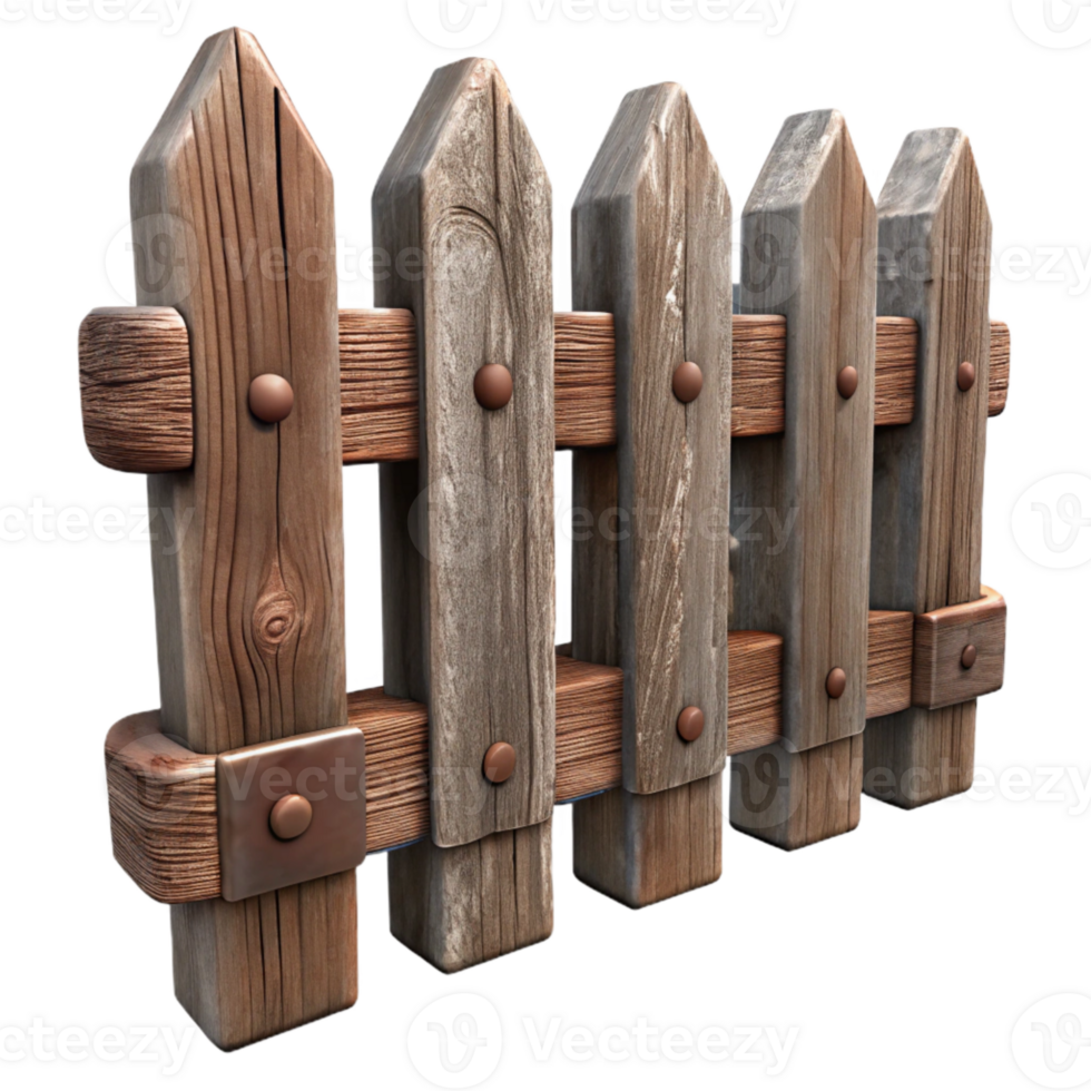 elegant creative Old Wooden Fence Weathered Texture Isolated authentic png
