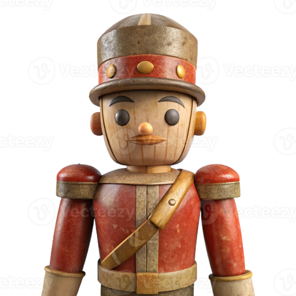 impressive rustic Old Wooden Toy Soldier Front View Transparent Background png