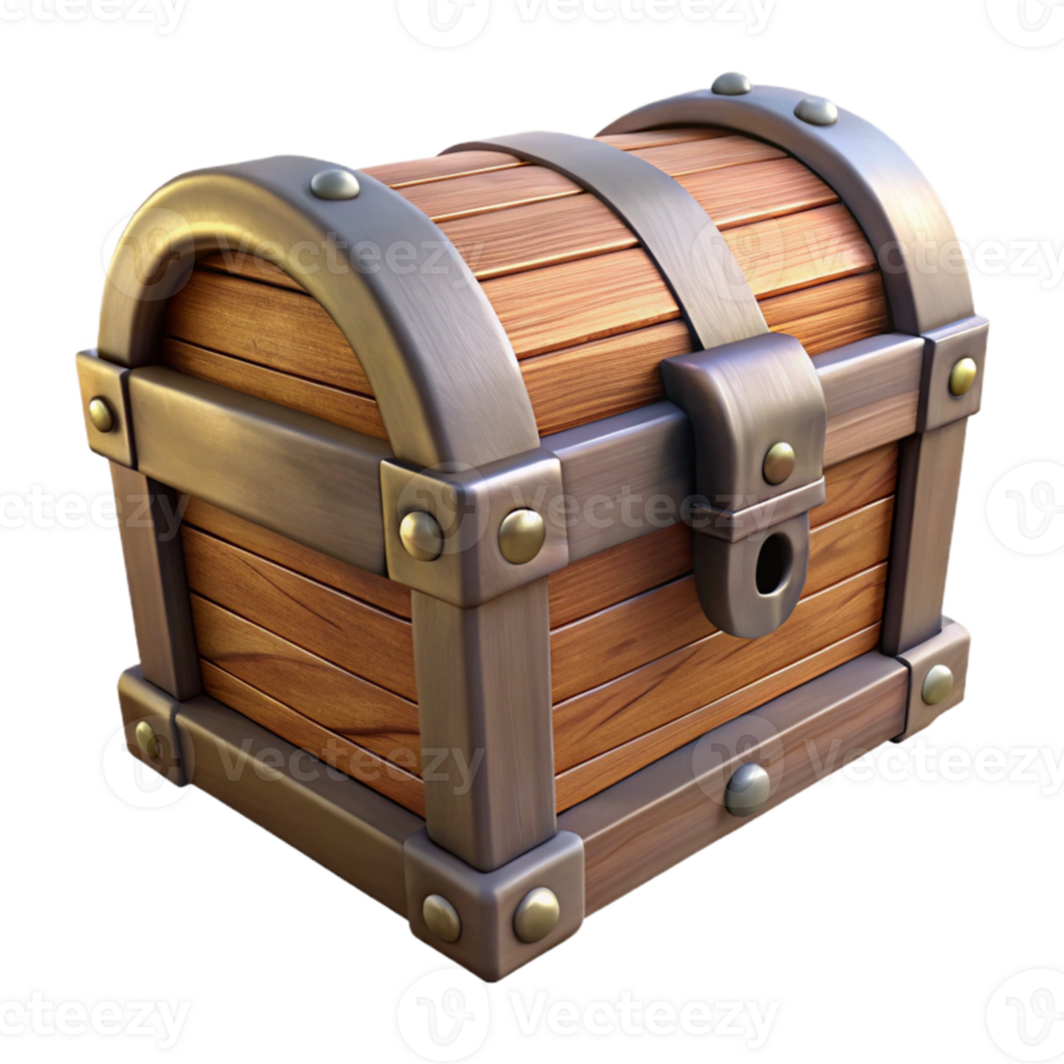 elegant creative Old Wooden Treasure Chest Open Lid Transparent Background high resolution png