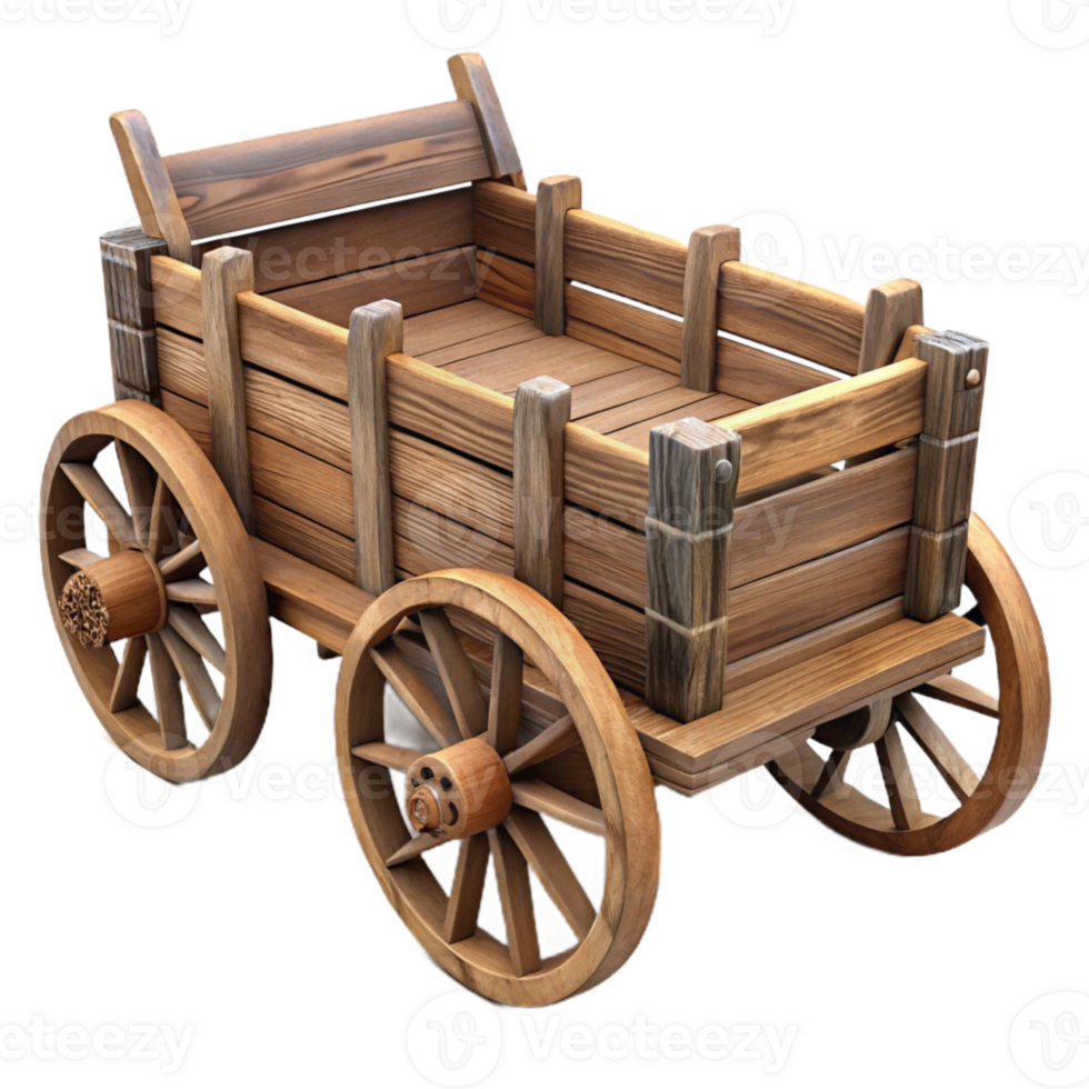 vibrant modern Old Wooden Wagon Rustic Style Cutout high resolution png
