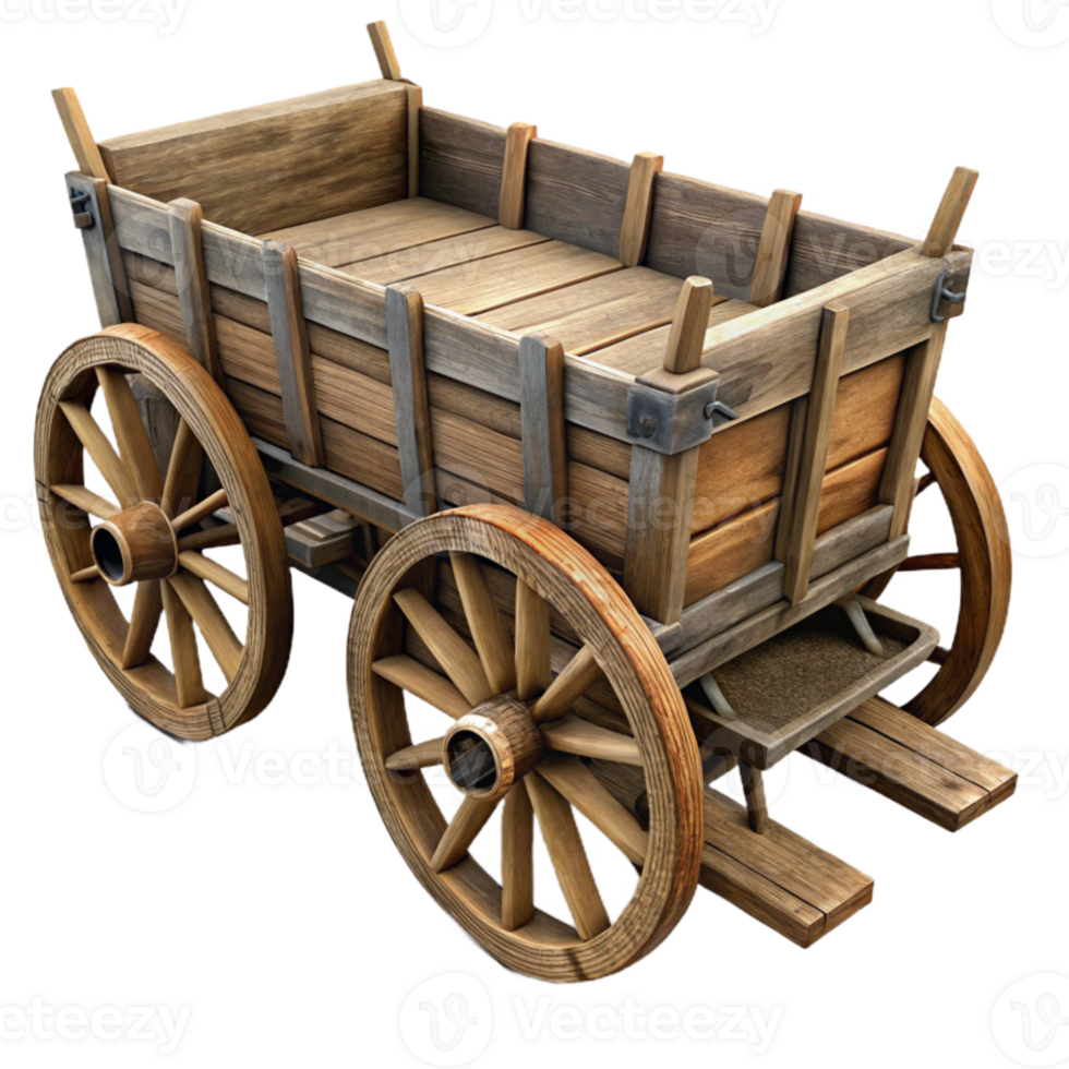 serene rustic Old Wooden Wagon Rustic Style Cutout original png