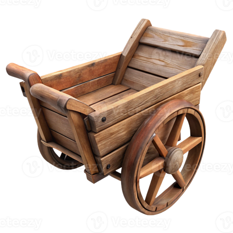 extraordinary rustic Old Wooden Wheelbarrow Rustic Handles Isolated professional png