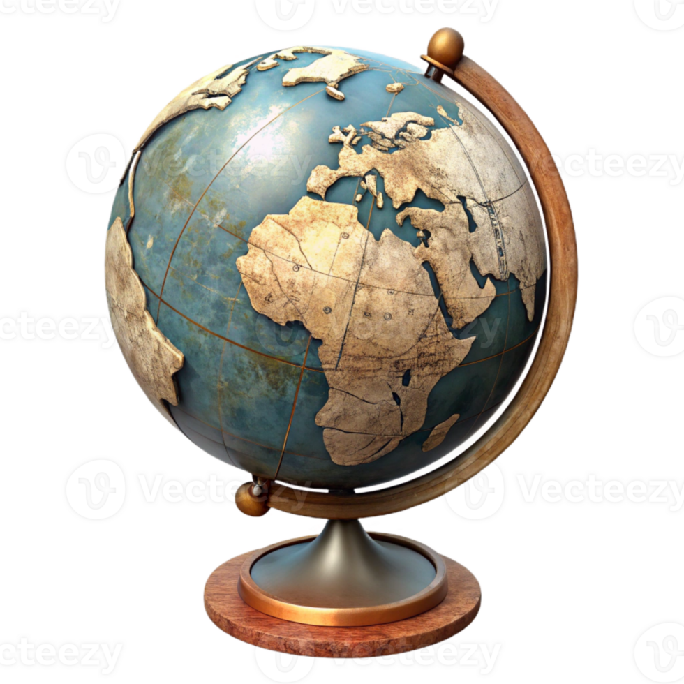 elegant abstract Old World Globe Detailed Cartography Cutout premium png