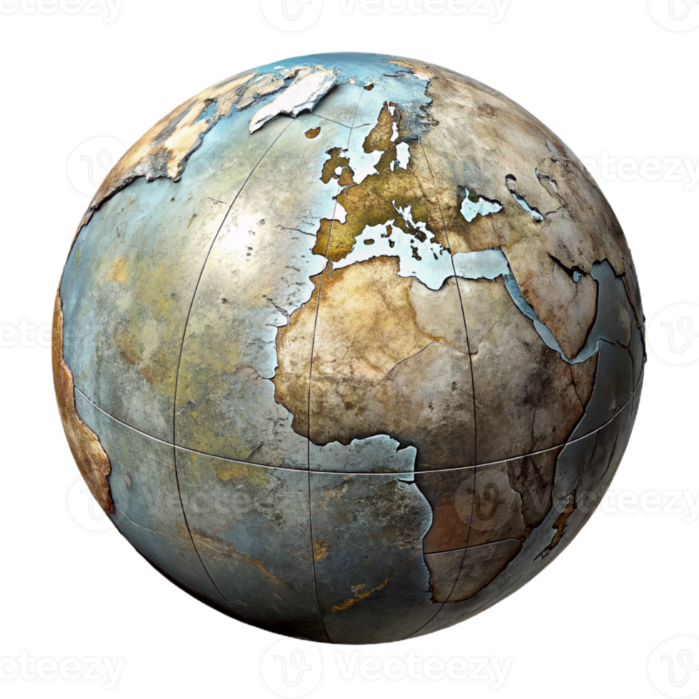 serene rustic Old World Globe Detailed Cartography Cutout high quality png