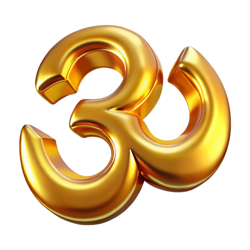 dramatic rustic Om Symbol Golden Gradient Cutout on Transparent Background high resolution png