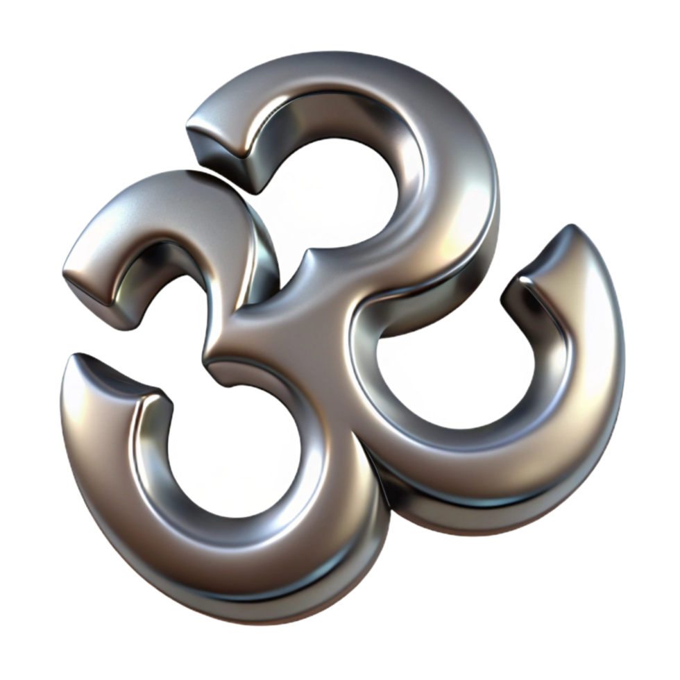 elegant minimalist Om Symbol Silver Metallic with Transparent Background exclusive png