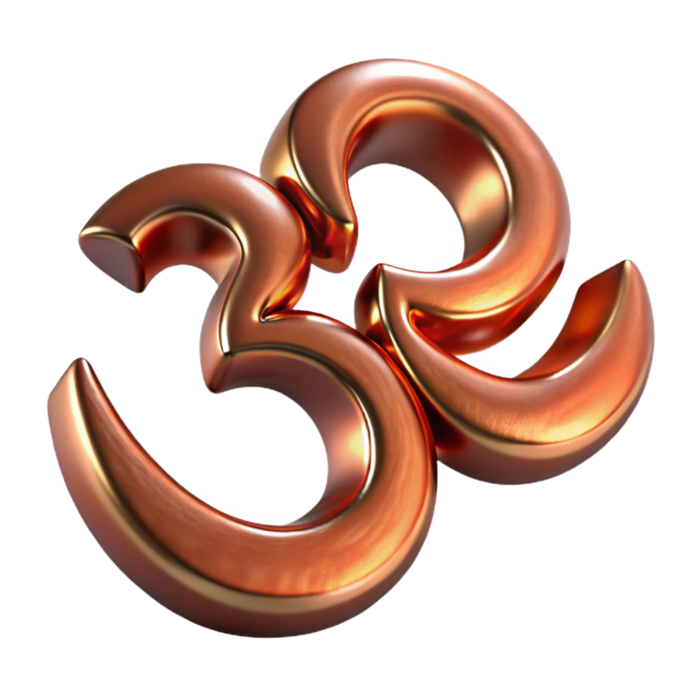 magnificent modern Om Symbol Copper Metallic with Transparent Background authentic png