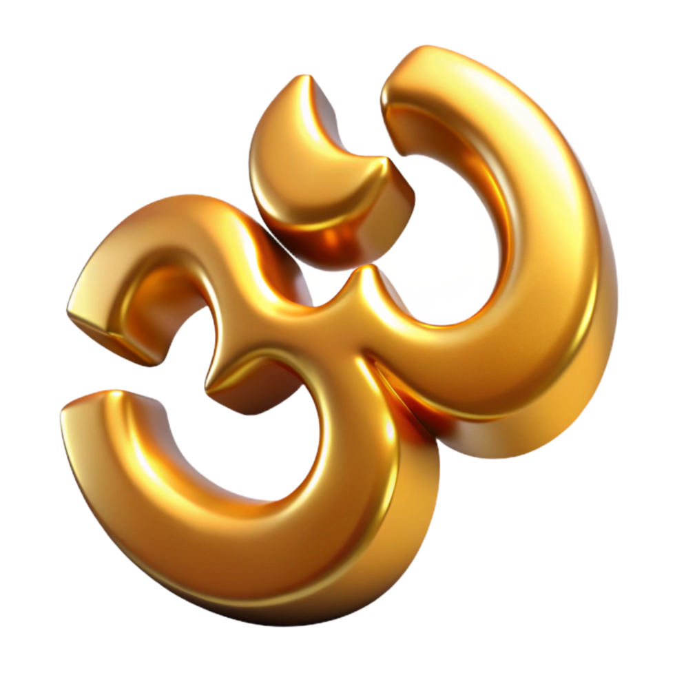 magnificent artistic Om Symbol Golden Gradient Cutout on Transparent Background professional png