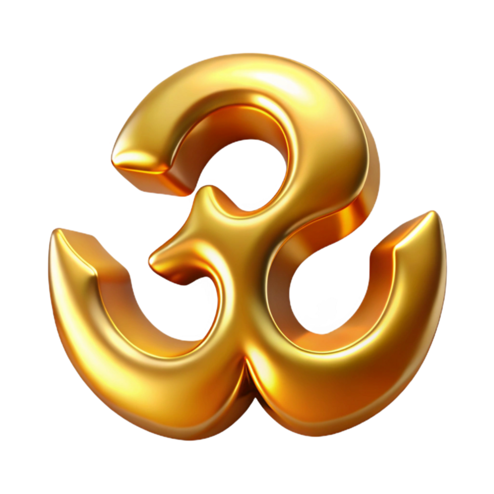 magnificent abstract Om Symbol Golden Gradient Cutout on Transparent Background exclusive png