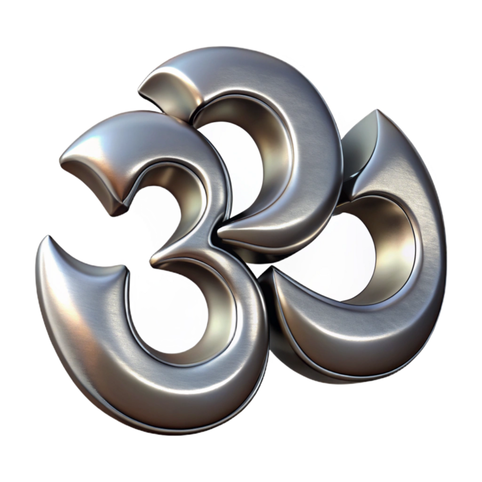 magnificent vintage Om Symbol Silver Metallic with Transparent Background original png