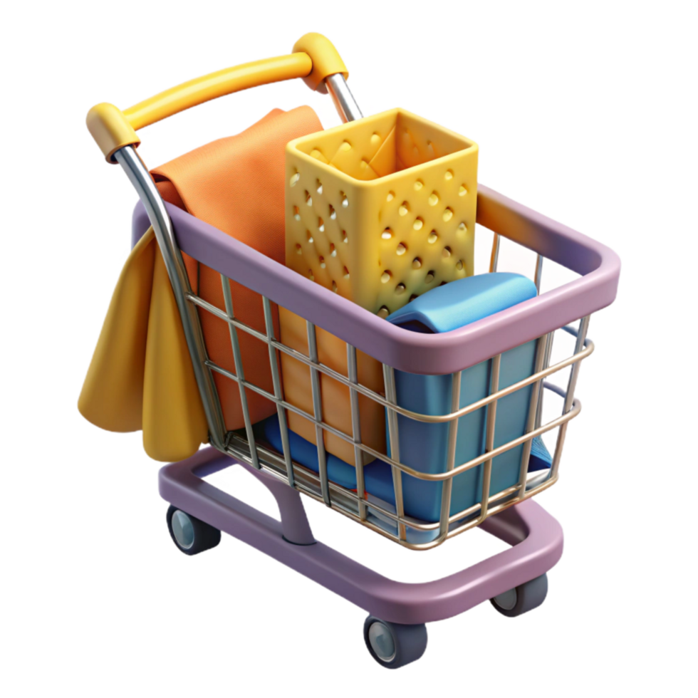 impressive abstract Online Shopping Cart with Clothes Isolated genuine png