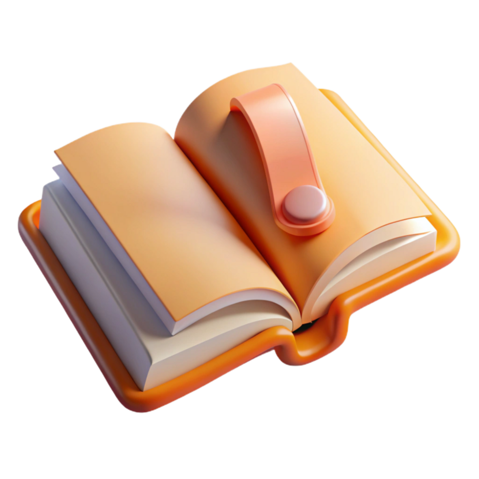 beautiful vintage Open Book with Bookmark Isolated professional png