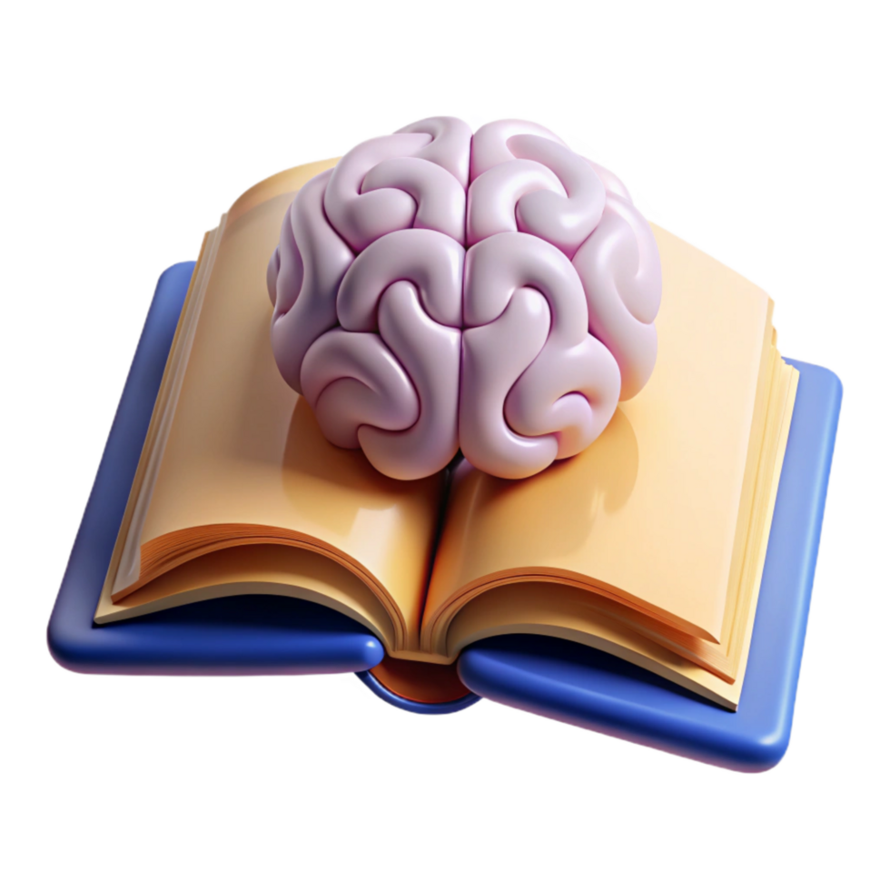 vibrant abstract Open Book with Brain Symbol Isolated Element professional png