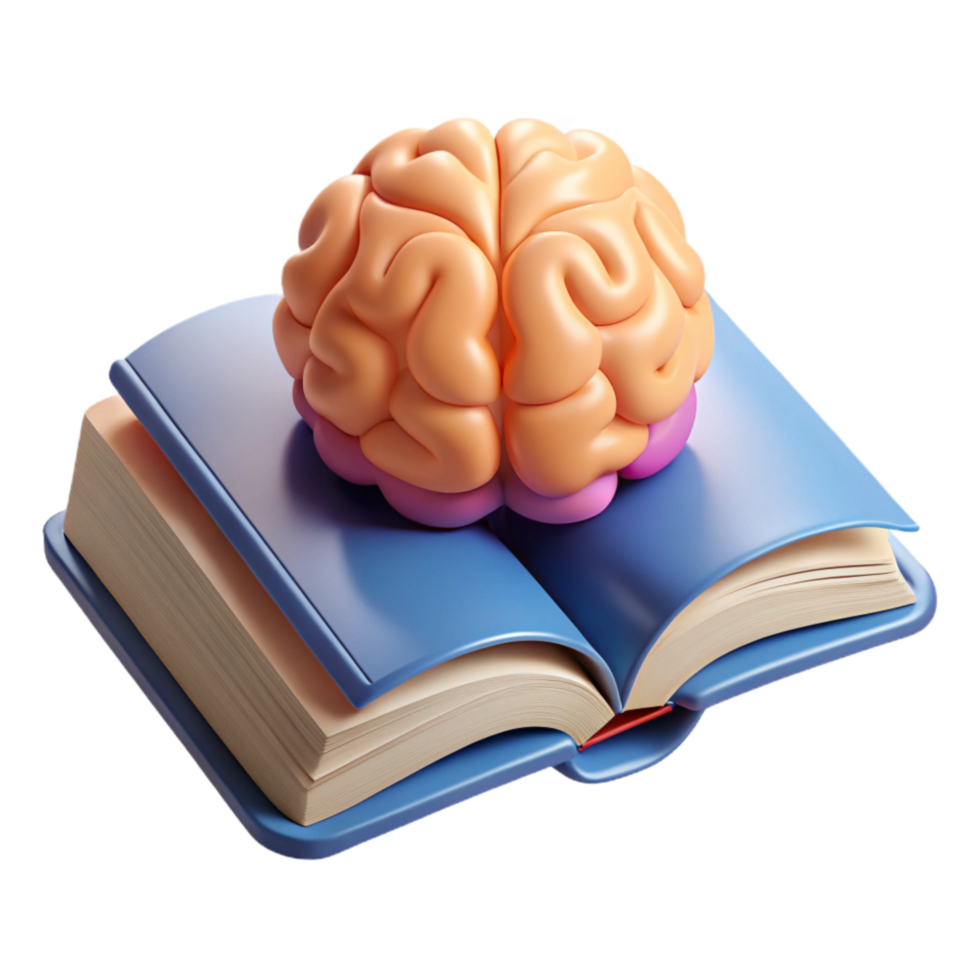 vibrant creative Open Book with Brain Symbol Isolated Element high resolution png