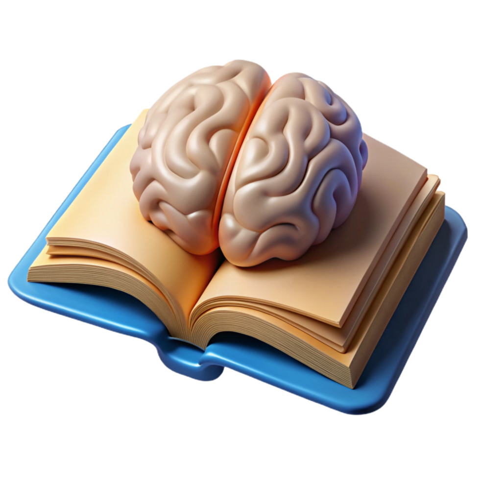 wonderful minimalist Open Book with Brain Symbol Isolated Element premium png