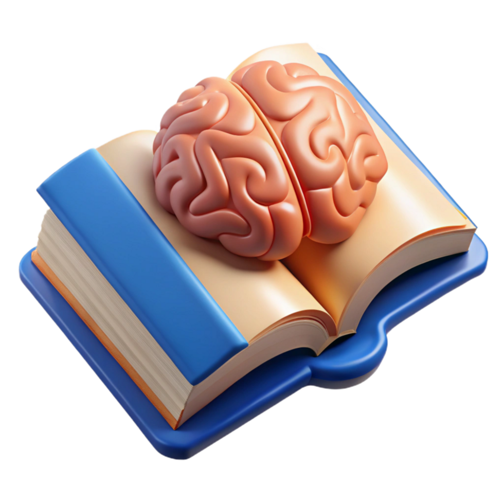 magnificent creative Open Book with Brain Symbol Isolated Element png