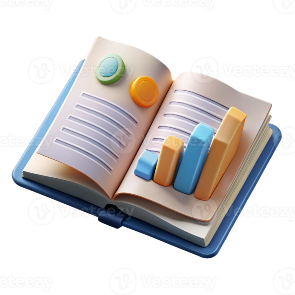elegant artistic Open Book with Financial Data Transparent genuine png