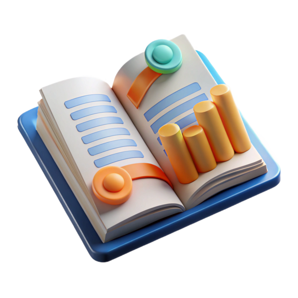 magnificent modern Open Book with Financial Data Transparent original png