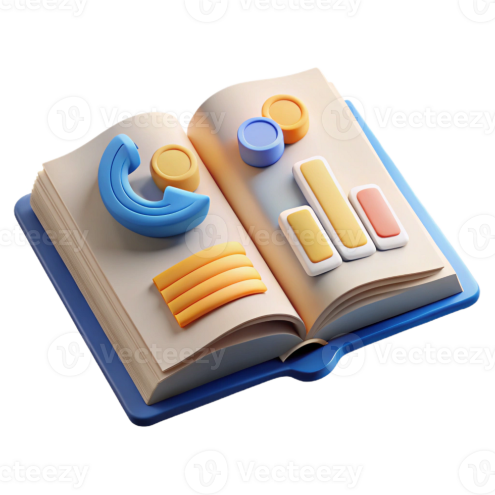 impressive contemporary Open Book with Financial Data Transparent high quality png