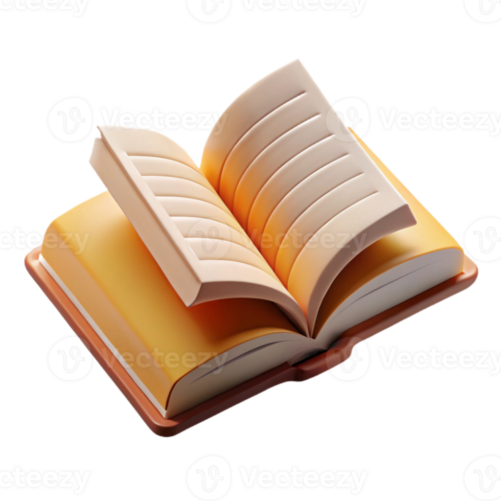 serene modern Open Book with Turning Pages Cutout premium png