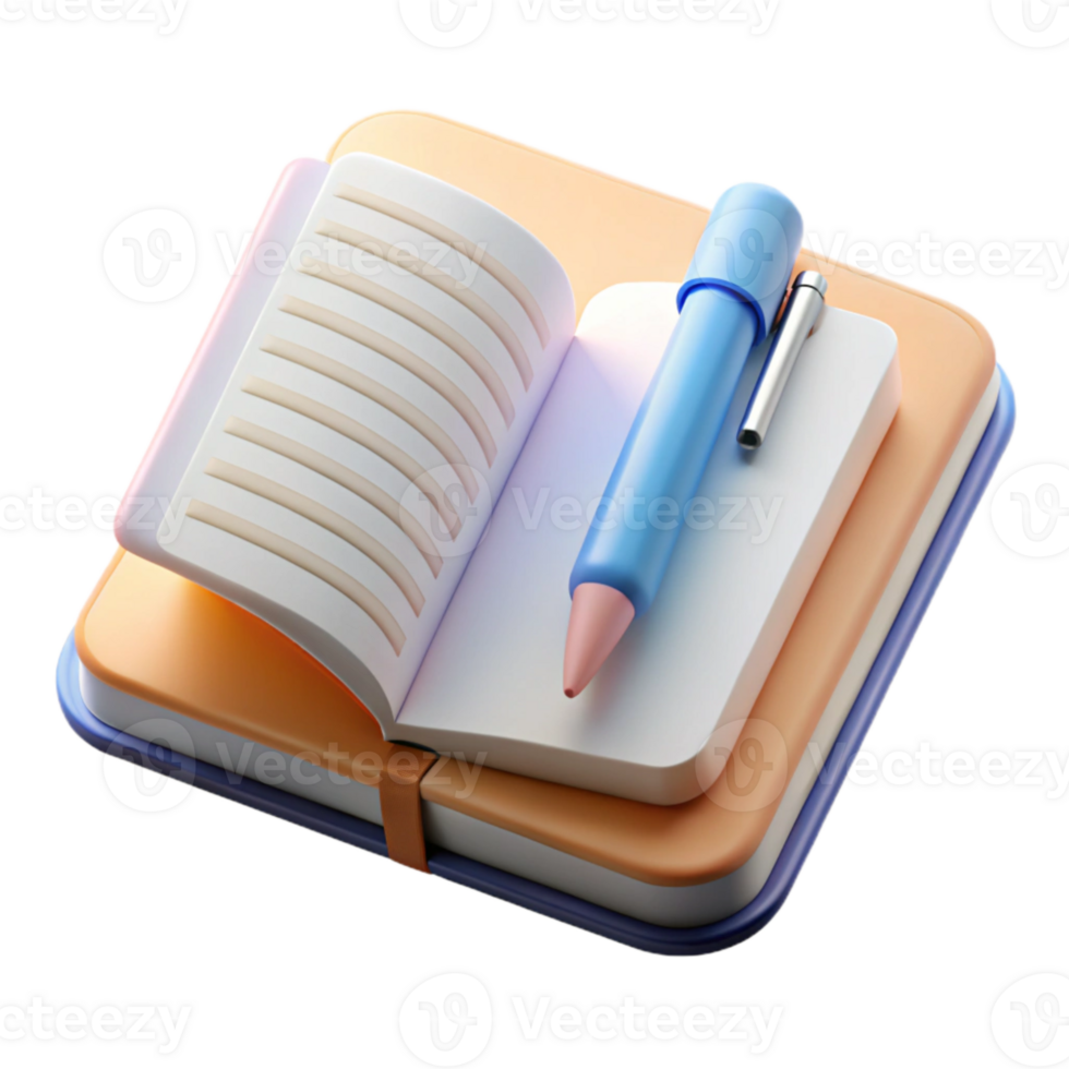 extraordinary abstract Open Notebook with Pen Transparent Element high resolution png
