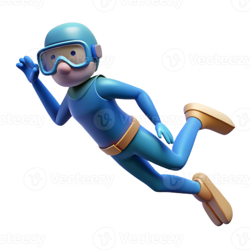 vibrant modern Open Water Diver Floating Peacefully Cutout high quality png