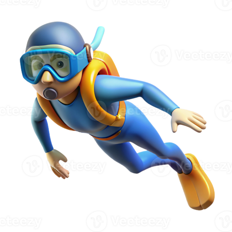 extraordinary modern Open Water Diver Descending Slowly Transparent Background png