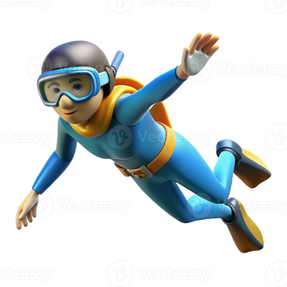 serene classic Open Water Diver Descending Slowly Transparent Background detailed png